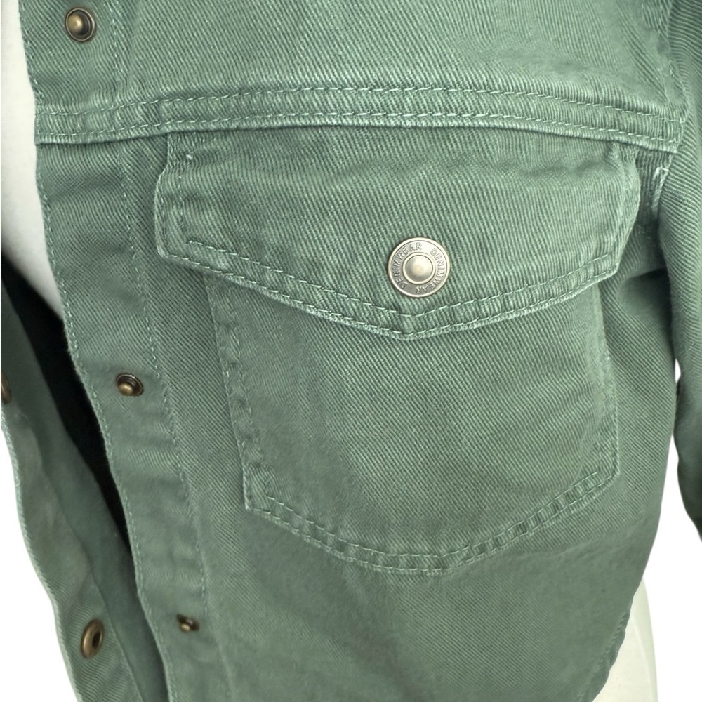 STOOSH Green Cropped Denim Button-Up Jacket Small - Picture 4 of 7